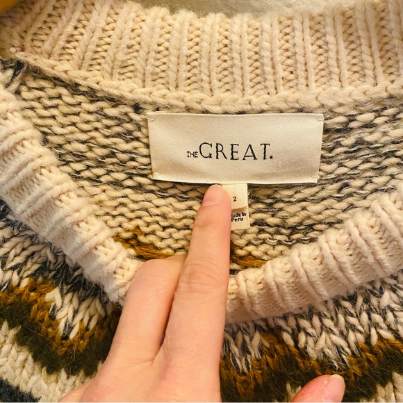 The Great Geo Check Pullover Sweater in Marled Grey Size 2 Medium - Picture 6 of 7